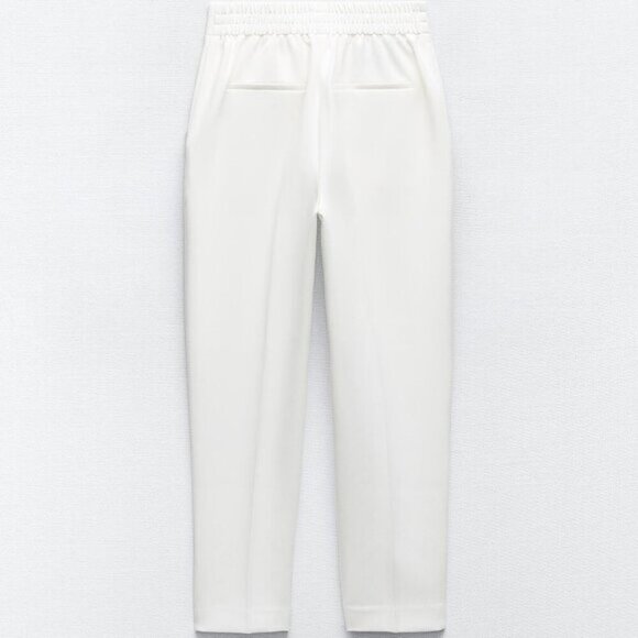 NEW Zara Women's BUTTONED STRAIGHT LEG PANTS White - Picture 10 of 11
